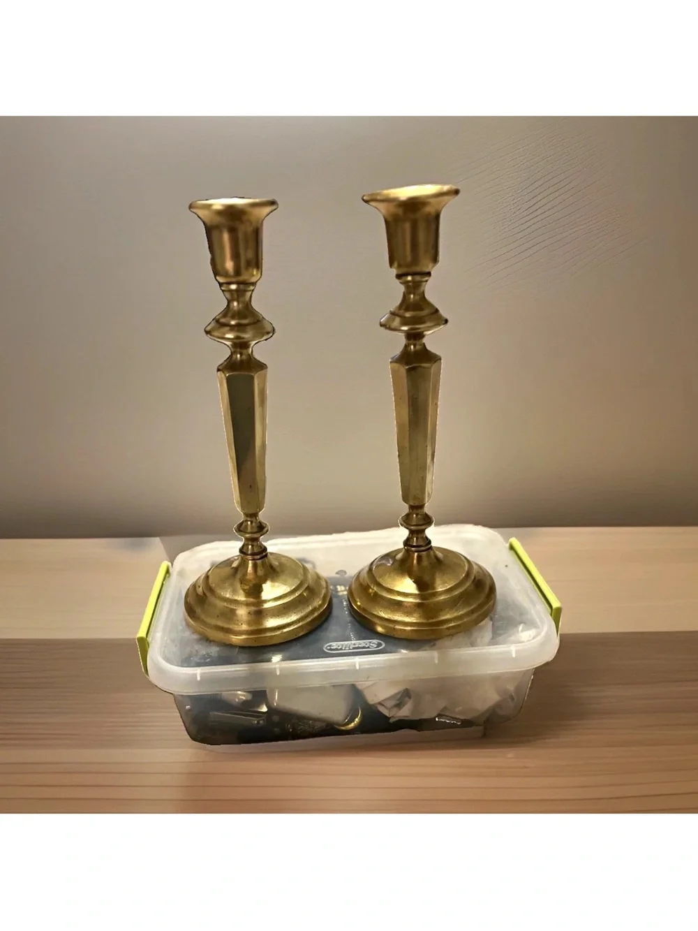 Antique Brass Candlestick Holders - Pair
